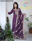 Embroidered Silk Kurti With Pant And Banarasi Weaved Dupatta-ISKWSU1612PPC/D1705