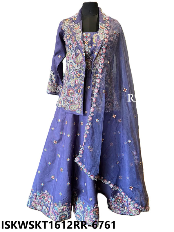 Embroidered Dola Silk Skirt With Blouse And Jacket-ISKWSKT1612RR-6761