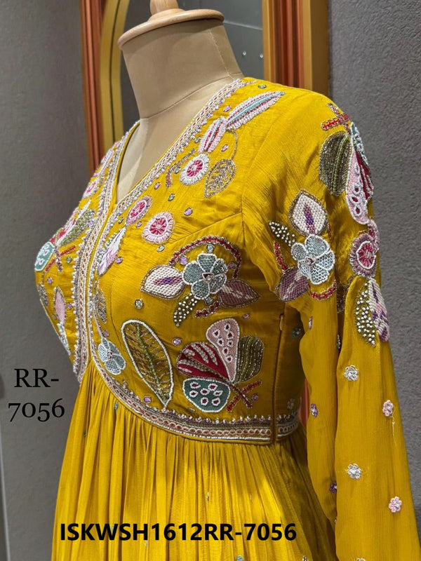 Embroidered Chinon Peplum Kurti With Sharara And Organza Dupatta-ISKWSH1612RR-7056