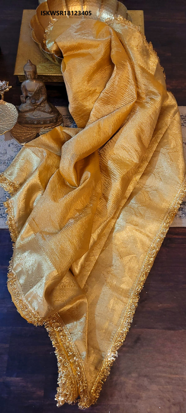 Banarasi Crushed Handloom Tissue Saree With Brocade Blouse-ISKWSR18123405