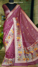 Munga Tussar Silk Saree With Brocade Blouse-ISKWSR1712HS3307