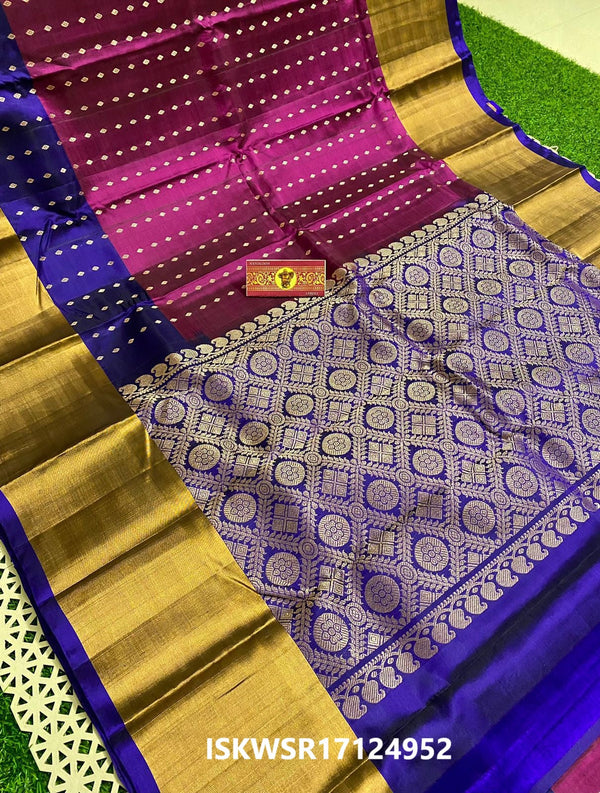 Handloom Kanjivaram Silk Sarees With Contrast Blouse-ISKWSR17124952