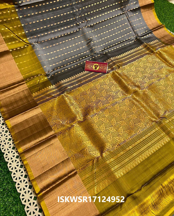 Handloom Kanjivaram Silk Sarees With Contrast Blouse-ISKWSR17124952