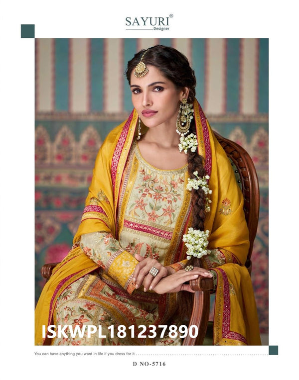 Embroidered Shimmer Silk Kurti With Chinon Silk Palazzo And Dupatta-ISKWPL181237890