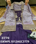 Embroidered Chinon Crop Top With Palazzo And Jacket-ISKWPL1812AGC3779