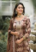 Printed Cotton Kurti With Pant And Silk Dupatta-ISKWSU23128981