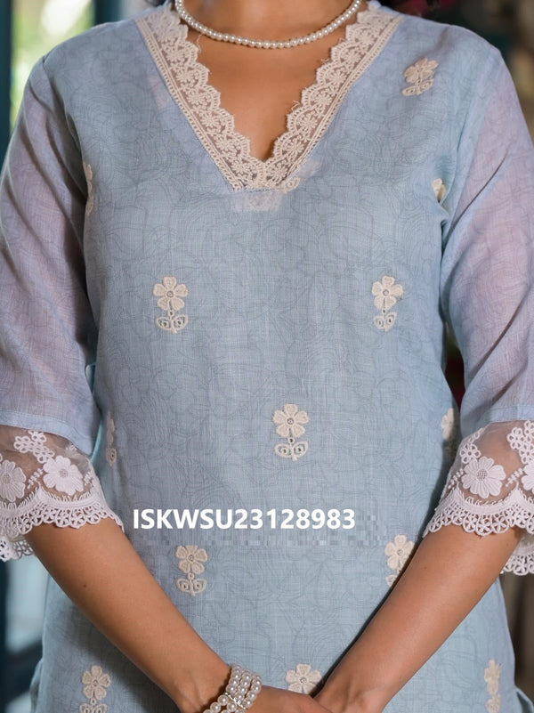 Digital Printed Linen Kurti With Cotton Pant And Dupatta-ISKWSU23128983