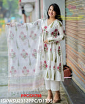 Hand Block Mughal Butta Printed Cotton Anarkali Kurti With Pant And Kota Doriya Dupatta-ISKWSU2312PPC/D1795