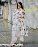 Hand Block Mughal Butta Printed Cotton Anarkali Kurti With Pant And Kota Doriya Dupatta-ISKWSU2312PPC/D1795