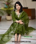 Embroidered Silk Kurti With Pant And Organza Dupatta-ISKWSU2312PPC/D1782