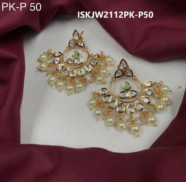 Kundan Earrings-ISKJW2112PK-P50