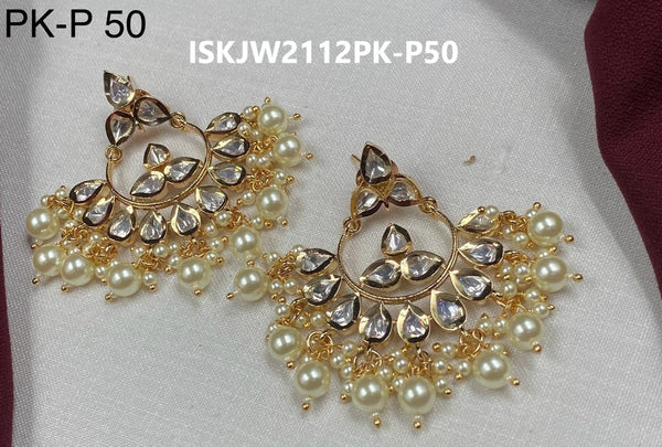 Kundan Earrings-ISKJW2112PK-P50