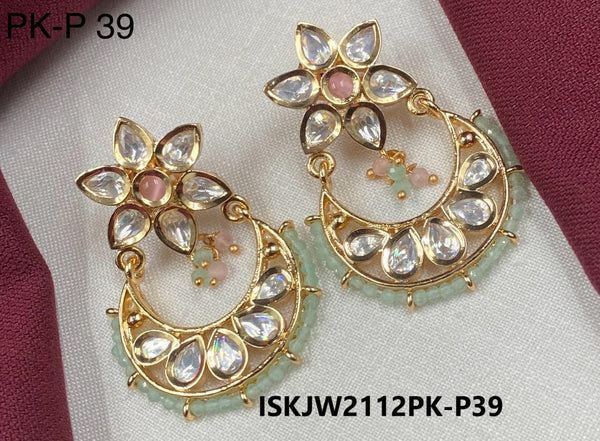 Kundan Earrings-ISKJW2112PK-P39