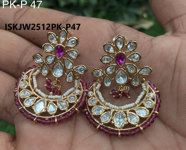 Kundan Earrings Set-ISKJW2512PK-P47