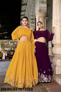 Embroidered Georgette Lehenga With Crop Top-ISKWLH21012088