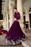 Embroidered Georgette Lehenga With Crop Top-ISKWLH21012088