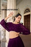 Embroidered Georgette Lehenga With Crop Top-ISKWLH21012088