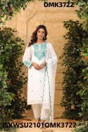 Embroidered Crepe Kurti With Pant And Dupatta-ISKWSU2101OMK3722