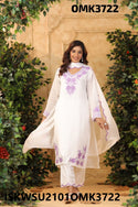 Embroidered Crepe Kurti With Pant And Dupatta-ISKWSU2101OMK3722