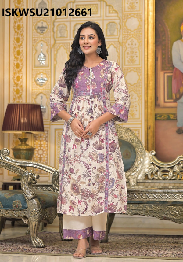 Printed Cotton Kurti With Pant And Dupatta-ISKWSU21012661