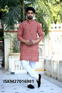 Men's Bagru Hand Block Printed Cotton Kurta With Pajama-ISKM27016982