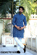 Men's Bagru Hand Block Printed Cotton Kurta With Pajama-ISKM27016997