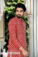 Men's Bagru Hand Block Printed Cotton Kurta With Pajama-ISKM27016982