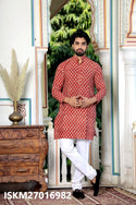 Men's Bagru Hand Block Printed Cotton Kurta With Pajama-ISKM27016982