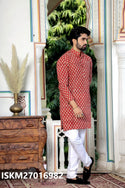 Men's Bagru Hand Block Printed Cotton Kurta With Pajama-ISKM27016982