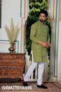 Men's Bagru Hand Block Printed Cotton Kurta With Pajama-ISKM27016996