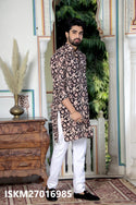 Men's Bagru Hand Block Printed Cotton Kurta With Pajama-ISKM27016985