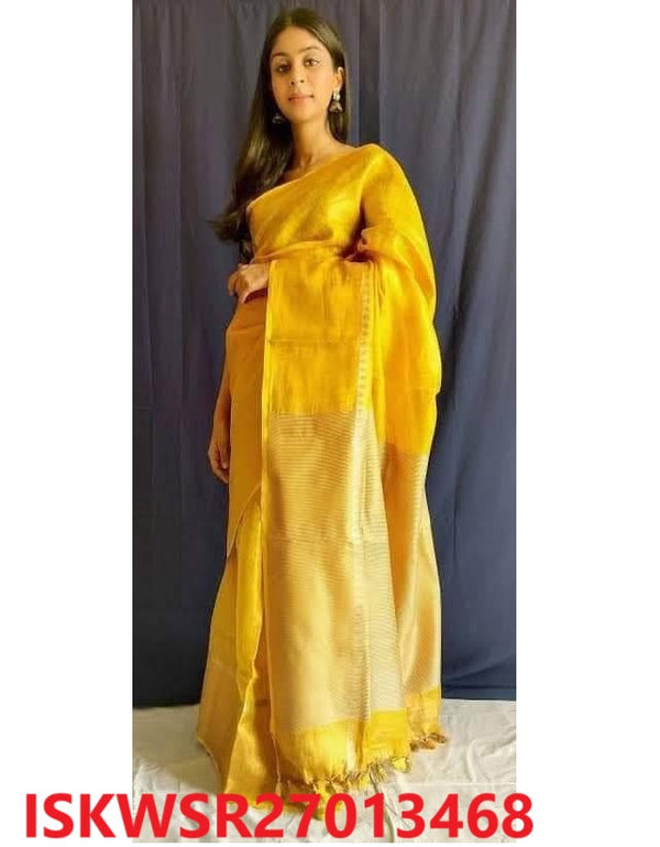 Tissue Linen Saree With Blouse-ISKWSR27013468