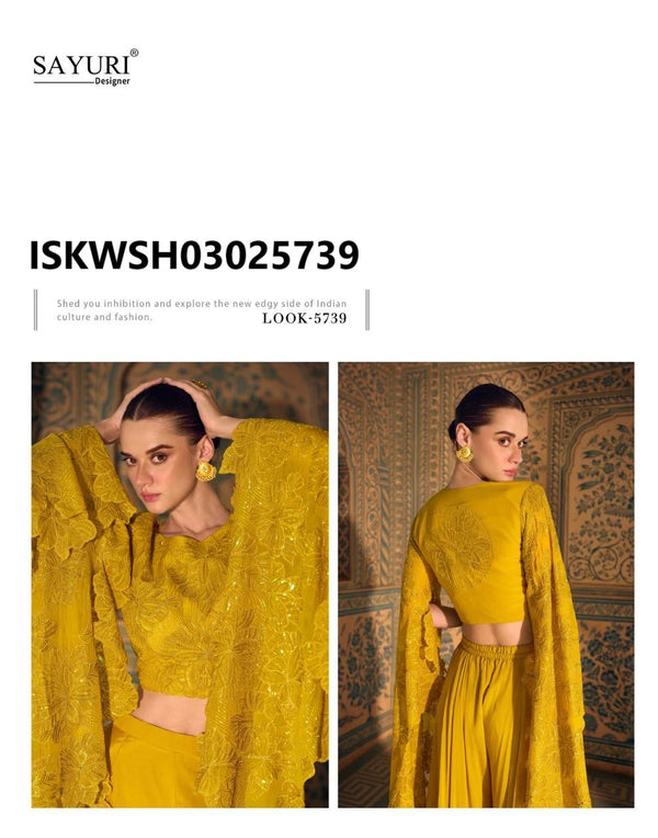 Chinon Silk Sharara And Embroidered Crop Top-ISKWSH03025739