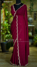 Embroidered Georgette Saree With Blouse-ISKWSR0302HS3657