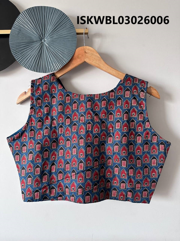 Hand Crafted Hand Block Printed Cotton Blouse-ISKWBL03026006