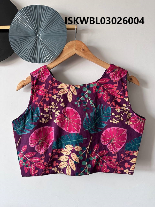 Hand Crafted Hand Block Printed Cotton Blouse-ISKWBL03026004