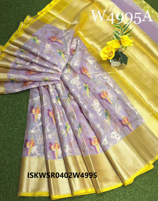 Zari Weaved Kota Silk Saree With Contrast Blouse-ISKWSR0402W4995