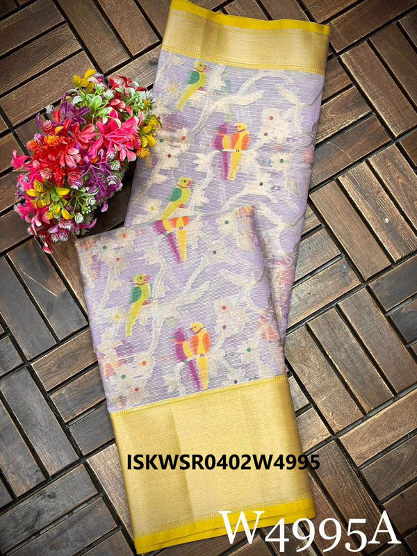 Zari Weaved Kota Silk Saree With Contrast Blouse-ISKWSR0402W4995