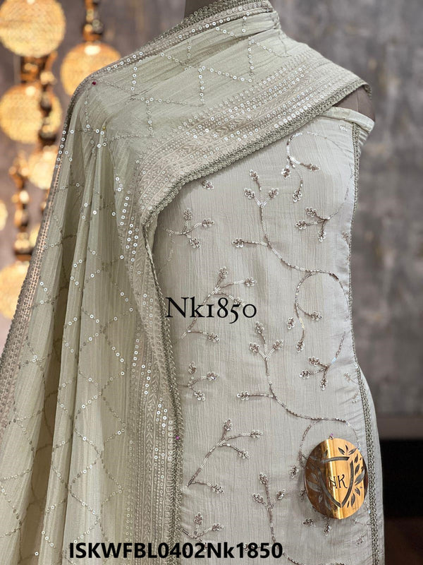 Embroidred Crushed Tissue Kurti With Shantoon Bottom And Dupatta-ISKWFBL0402Nk1850