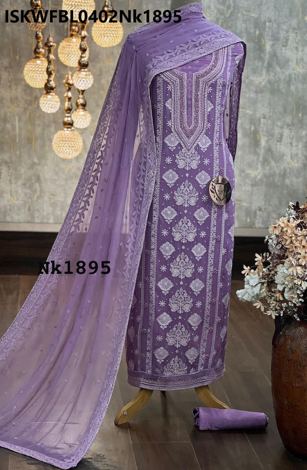 Embroidered Georgette Kurti With Shantoon Bottom And Chiffon Dupatta-ISKWFBL0402Nk1895