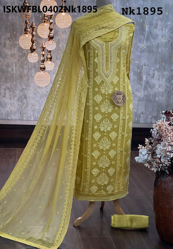 Embroidered Georgette Kurti With Shantoon Bottom And Chiffon Dupatta-ISKWFBL0402Nk1895