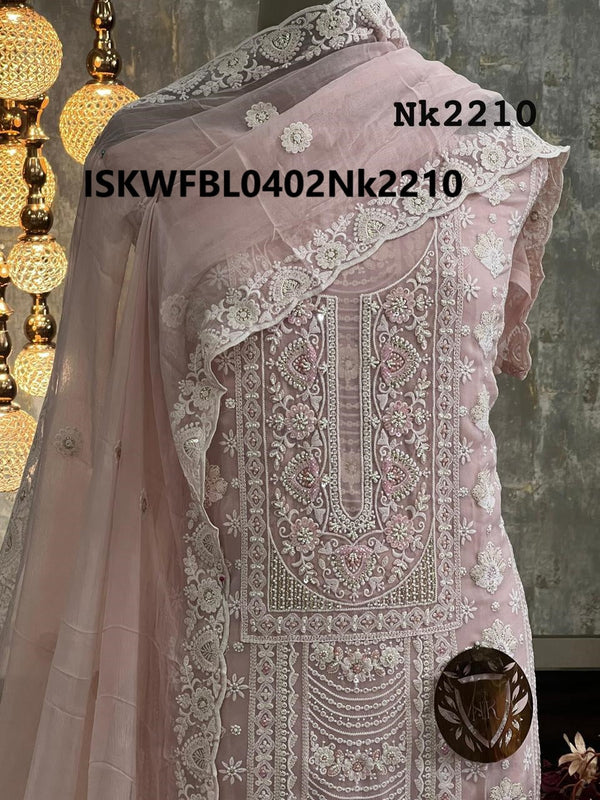 Embroidered Georgette Kurti With Shantoon Bottom And Chiffon Dupatta-ISKWFBL0402Nk2210