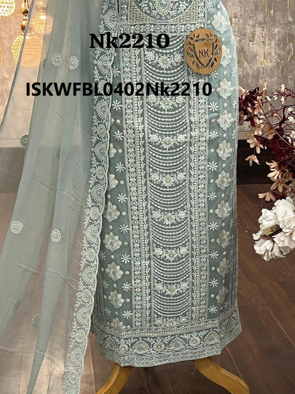 Embroidered Georgette Kurti With Shantoon Bottom And Chiffon Dupatta-ISKWFBL0402Nk2210