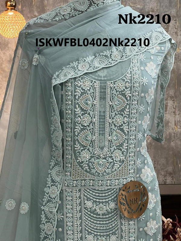 Embroidered Georgette Kurti With Shantoon Bottom And Chiffon Dupatta-ISKWFBL0402Nk2210