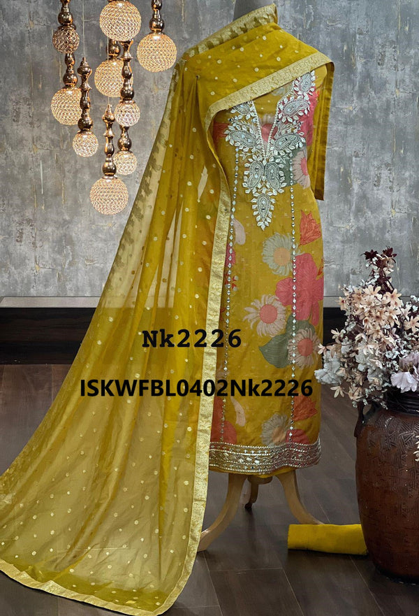 Digital Banarasi Printed Organza Kurti With Shantoon Bottom And Organza Dupatta-ISKWFBL0402Nk2226