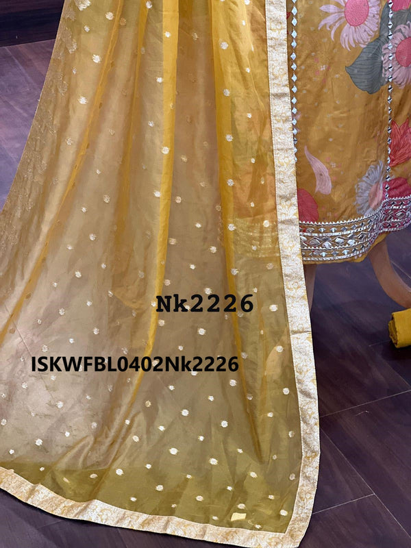 Digital Banarasi Printed Organza Kurti With Shantoon Bottom And Organza Dupatta-ISKWFBL0402Nk2226