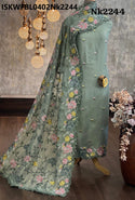 Embroidered Tissue Silk Kurti With Silk Bottom And Dupatta-ISKWFBL0402Nk2244