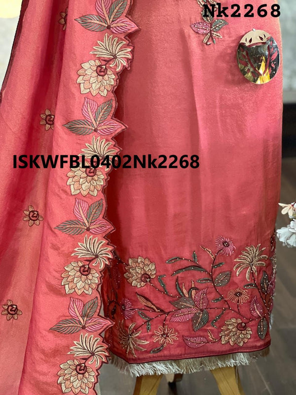 Embroidered Shimmer Tissue Kurti With Shantoon Bottom And Dupatta-ISKWFBL0402Nk2268