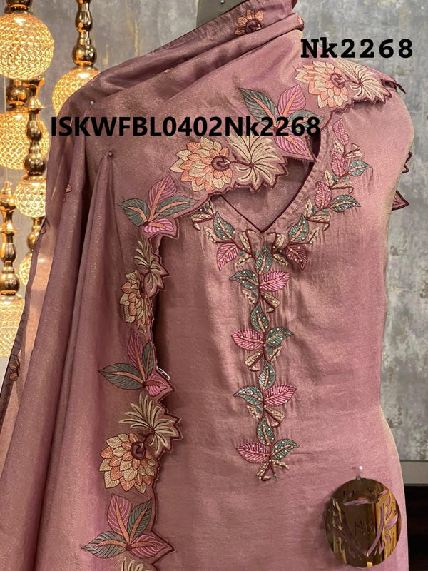 Embroidered Shimmer Tissue Kurti With Shantoon Bottom And Dupatta-ISKWFBL0402Nk2268