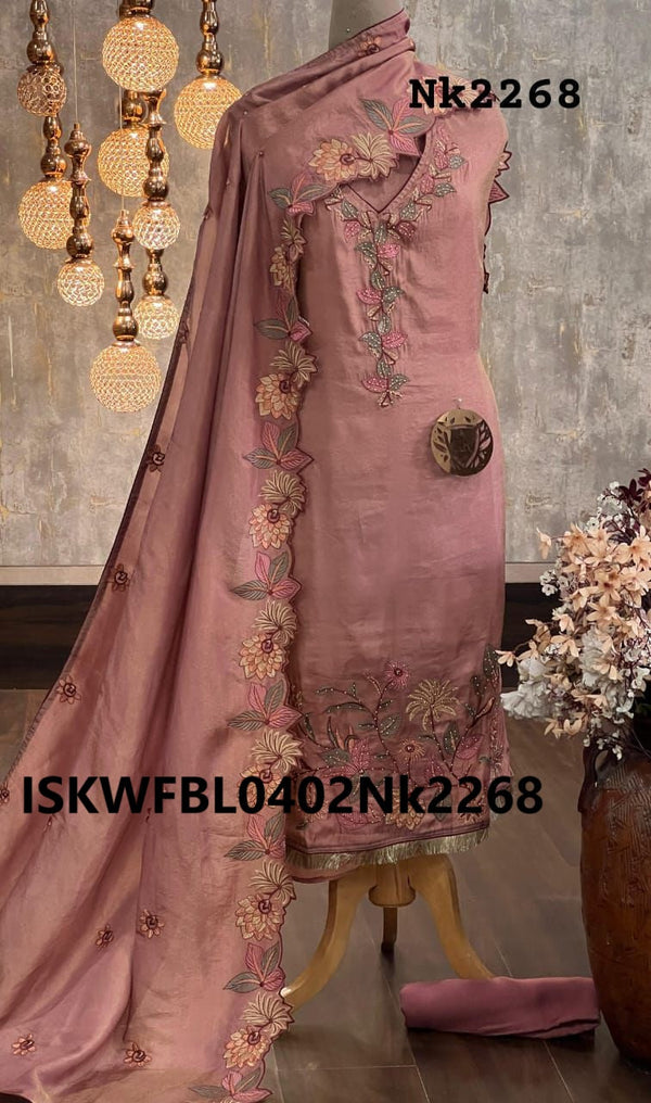 Embroidered Shimmer Tissue Kurti With Shantoon Bottom And Dupatta-ISKWFBL0402Nk2268